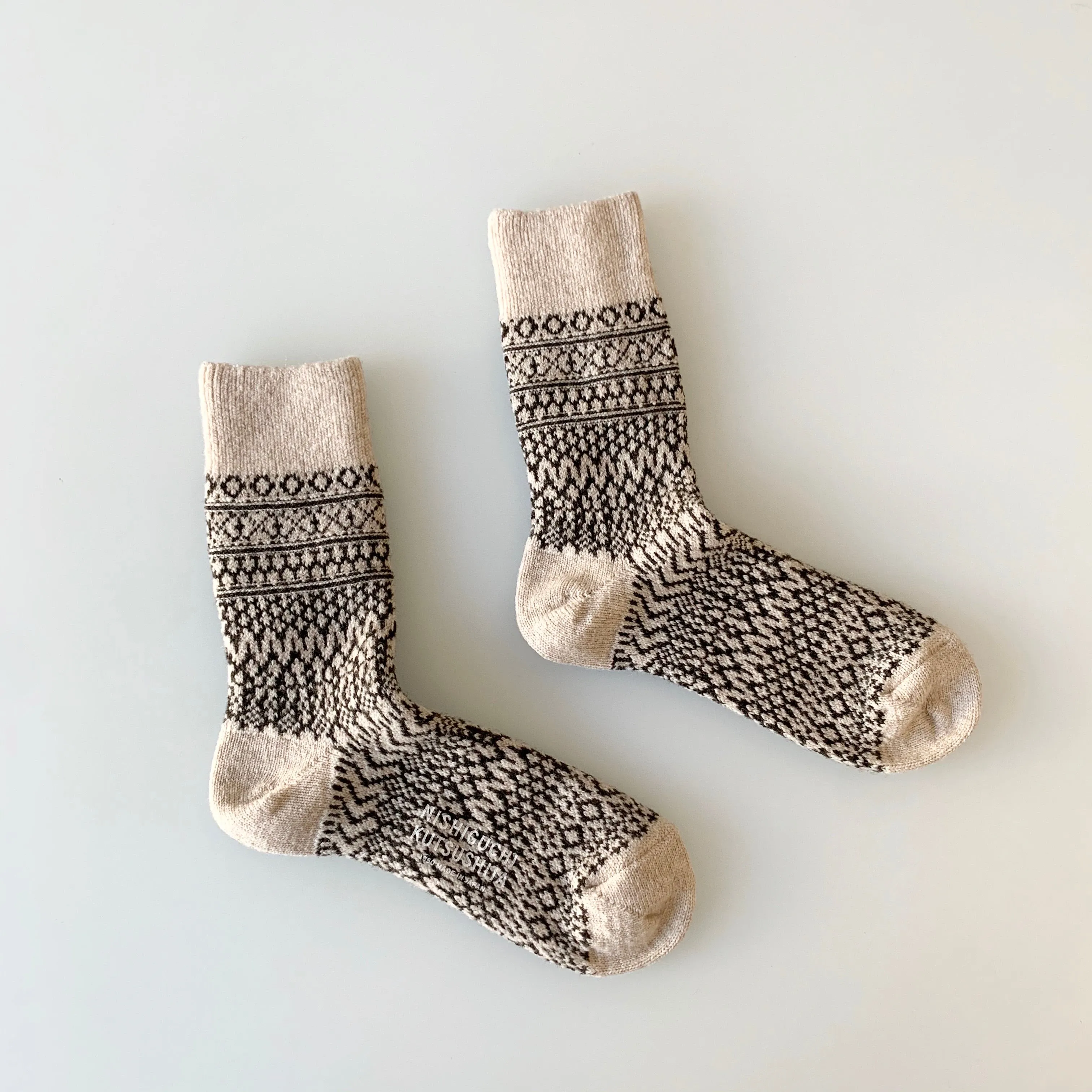 Wool Jacquard Socks in Oatmeal