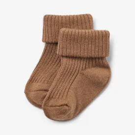 Wool Rib Socks Ziggy - caramel